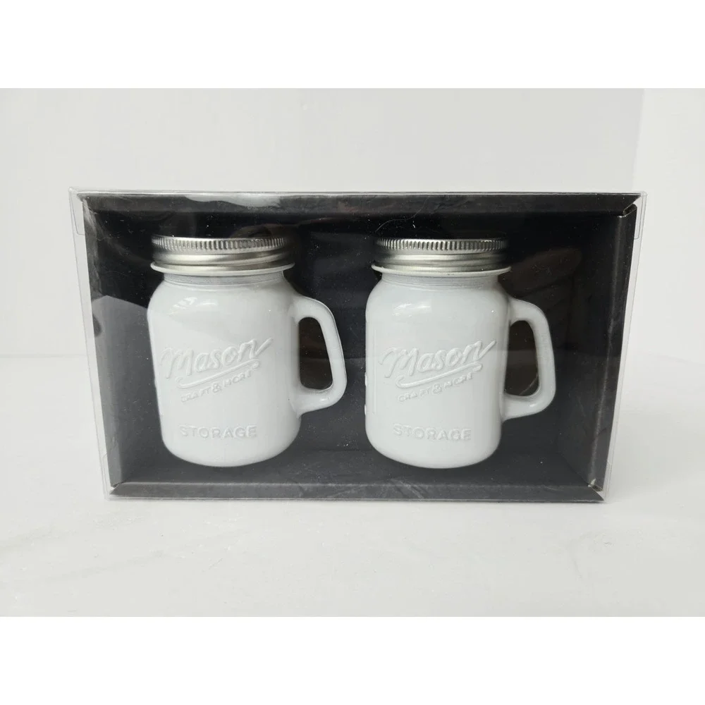 Mason‎ Craft and More Jar Salt and Pepper Shakers NEW white